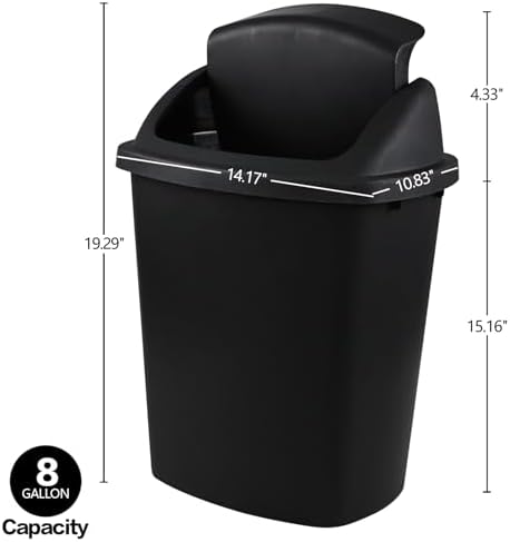 Zopnny 8-Gallon Swing Top Trash Can, Set of 4 Plastic Garbage Container