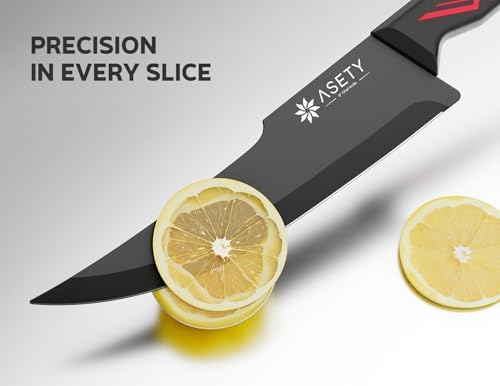 ASETY Knife Set with Block, 15 PCS Kitchen knife Set, Dishwasher Safe, Red