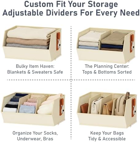 Hanging Closet Organizer Extra Large, Clothes Hanging Shelves for Closet with Divider, Collapsible Closet Storage System, Fabric Closet Hanging Organizer for Home, Dorm, Rv, ,Handbags, Underwear, Sock