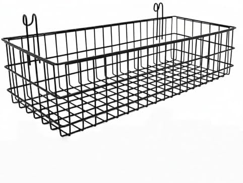 ANZOME Hanging Wire Basket, Black Metal Grid Panel Display Organizer