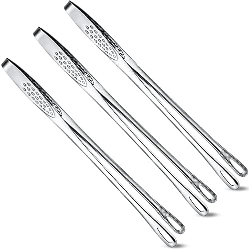 3 Pcs 11 Inches Korean BBQ Tongs Stainless Steel Kitchen Tweezers Grill