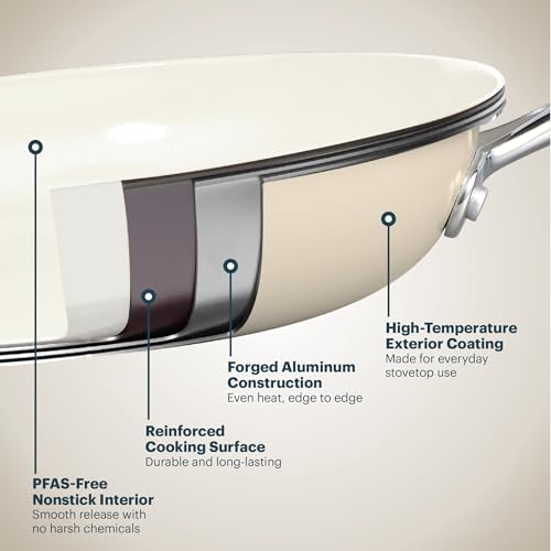 Pyrex 7-Piece Ceramic Cookware Set, Pots and Pans with Lids & Handles