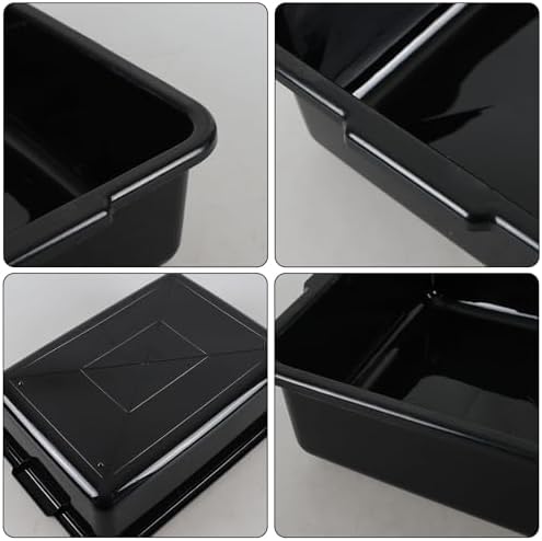 13 L Commercial Bus Tubs, Plastic Utility Bus Box, 4 Packs, Black