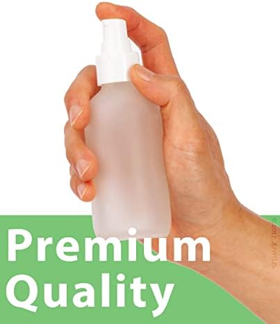 JUVITUS 4 oz / 120 ml Frosted Clear Glass Boston Round Bottle with White Treatment Pump BPA Free Refillable Empty Storage Containers (6 Pack)