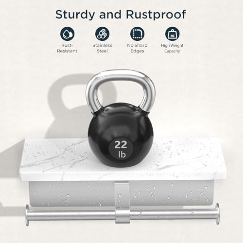 FORIOUS Double Marble Toilet Paper Holder with Phone Shelf, Commercial