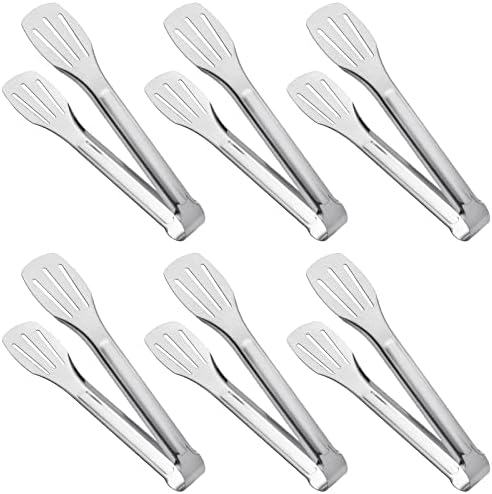 Serving Tong Kitchen Tongs,Buffet Tongs, Stainless Steel Food Tong Serving Tong,small tongs 6 Pack (7 Inch)