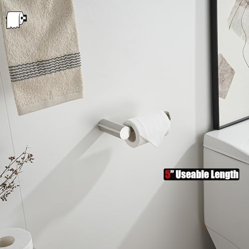 JQK Toilet Paper Holder, 5 Inch 304 Stainless Steel Thick 0.8mm Tissue Paper Dispenser for Bathroom, Hold Mega Rolls, Brushed Steel Wall Mount, TPH600-BN