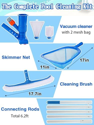 Alphatool 3-in-1 Portable Pool Cleaning Kit for Above Ground Pools