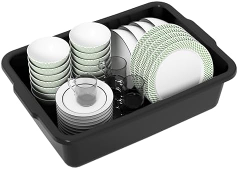 Xyskin 4-Pk Plastic Storage Bin, 23L Black Bus Utility Tub