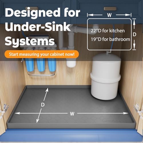 Jin&Bao Under Sink Mat 28" x 22" Waterproof Silicone Cabinet Kitchen Liner