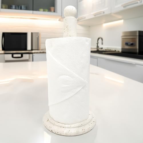 Marble Kitchen Paper Towel Holder - Hand-Crafted, Sturdy, Tabletop Stand, Durable, Non Steel & Non Plastic. (Travertine)