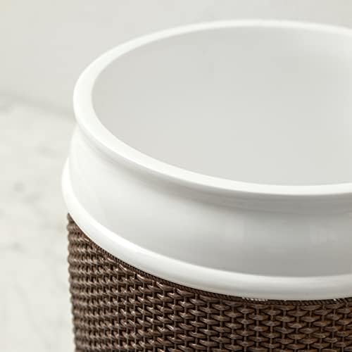 Bathroom Wastebasket - Resin Decorative Trash Can (Brown and White)…