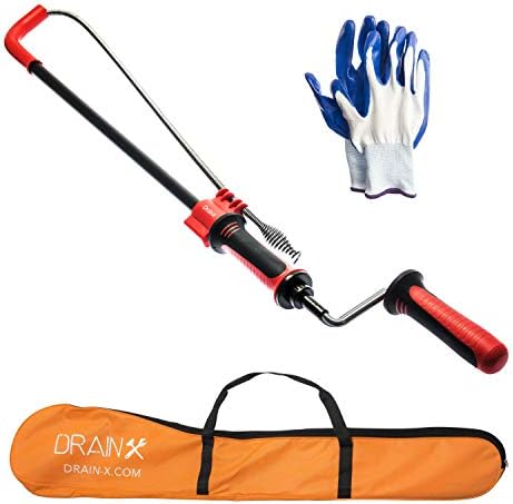 DrainX Toilet Auger 6 Foot | For Use Manually or with Drill, Telescopic for Greater Reach, Closet Auger Toilet Drain Snake, Plastic Guard for Porcelain Protection