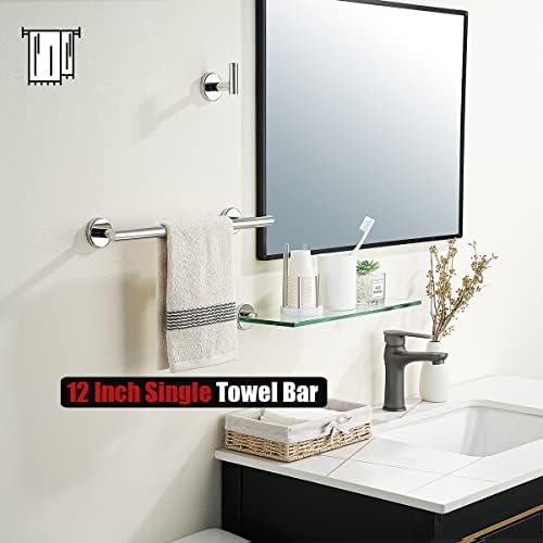 JQK Chrome Towel Bar, 15 Inch 304 Stainless Steel Thicken 0.8mm Towel Rack Bathroom, Towel Holder Polished Finished Wall Mount, Useable Length 12 Inch, TB110L12-CH