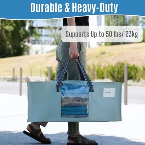 VENO Heavy Duty Moving Bags, Storage Bags, Clear Window, Light Blue, 6 Pack