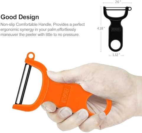 Original Vegetable Fruit Peeler Carbon Steel Blade 3 Pack Orange/Blue/Yellow…