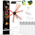 33 Feet Chimney Sweep Kit, Chrome Button Locking System, Chimney Cleaning Kit, Chimney Brush, Chimney Cleaning System with 10 Flexible Chimney Rods