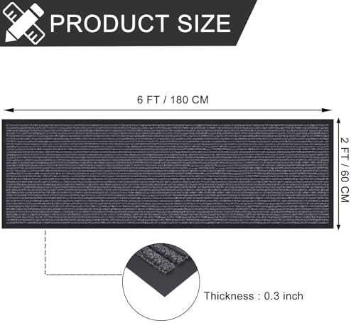 CHICHIC 2'x6' Indoor Outdoor Heavy Duty Door mat, Welcome Front Door Mat for Home Entrance, Super Water Absorbent Large Commercial Floor Mats, Non Slip Rubber Back Entryway Rugs for Garage (Grey)