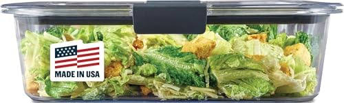 Rubbermaid Brilliance Large Food Storage Container, 9.6 Cup, BPA-Free, Leak-Proof, Clear