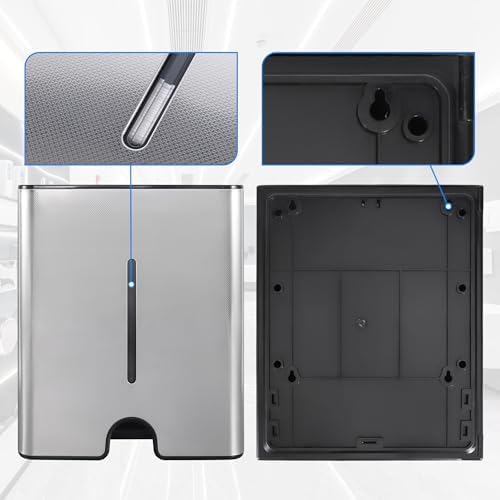 Goetland Commercial Paper Towel Dispenser Holder with Wall Mount Lockable Side Opening Large Capacity 450 C 300 Z Fold Stainless Steel Cover ABS Body