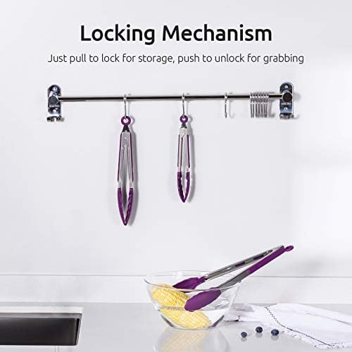 U-Taste Kitchen Tongs for Cooking, 600ºF Heat-Resistant Tps, 3Pcs/Purple