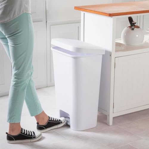 Sterilite Step On Wastebasket, Kitchen Trash Bin, White, 11.9 Gal, 12-Pack
