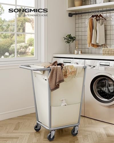 SONGMICS 1-Section Laundry Basket with Wheels, 34.3 Gallons (130 L) Hamper