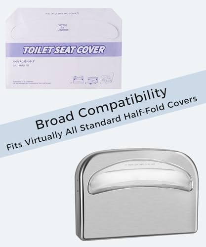 2 Pack Commercial Toilet Seat Cover Dispenser Wall Mount, 16.3-Inch Large Capacity Brushed 304 Stainless Steel Toilet Seat Cover Holder for Disposable Covers for Office Restaurant Hospital Bathroom