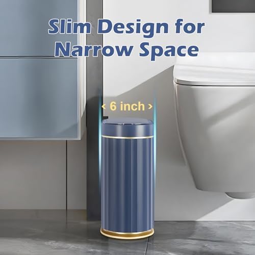 ELPHECO 2 Gallon Sensor Trash Can, Automatic Lid, Midnight Blue Gold