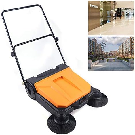 Hand Push Floor Sweeper 26 Inch 15L Walk-Behind Outdoor and Indoor Push Carpet Sweeper Hand-push Sweeping Sweeper Foldable Manual Industrial Push Cleaner for Street Garden Warehouse Sweeping Cleaning