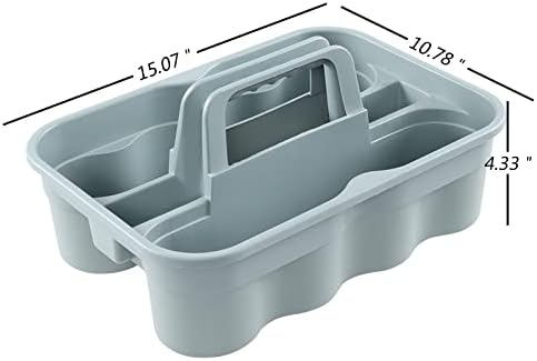 6-Pack Plastic Storage Caddy, Cleaning Caddy with Handle, Gray