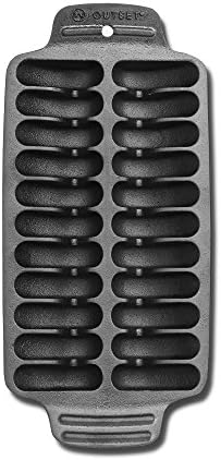 Outset Shrimp Cast Iron Grill and Serving Pan, Black, 22 Grilled Shrimp Capacity