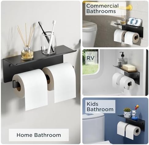 FORIOUS Toilet Paper Holder with Shelf, Commercial Toilet Paper Dispenser