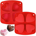 Webake Silicone Heart Mold 2.75" Heart Shaped Cake Pans, 4-Cavity Air Fryer Baking Pan Muffin Cupcake Mold for Baking, Soap, Egg Bites 2 Pack
