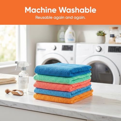 Superio Microfiber Squeegee Mopping Towel Extra Large Miracle Cloth Streak Free Floor Cloth 20x30 House, Kitchen, Bathroom, Car Multi Colored, 10 Pack