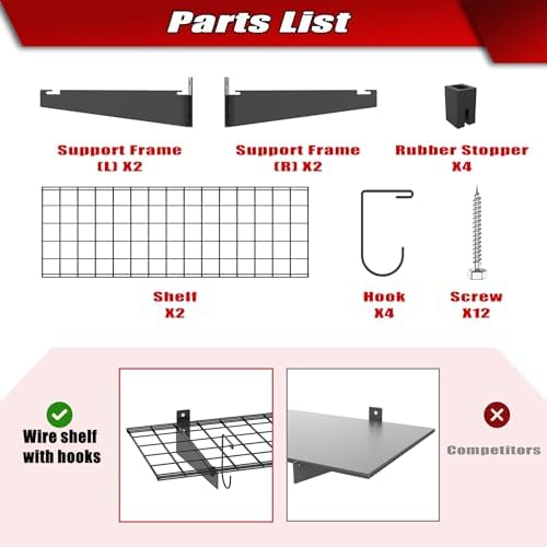 WALMANN 2-Pack Wall Mount Shelves, 45x15 in Wall Mounted Storage Shelves
