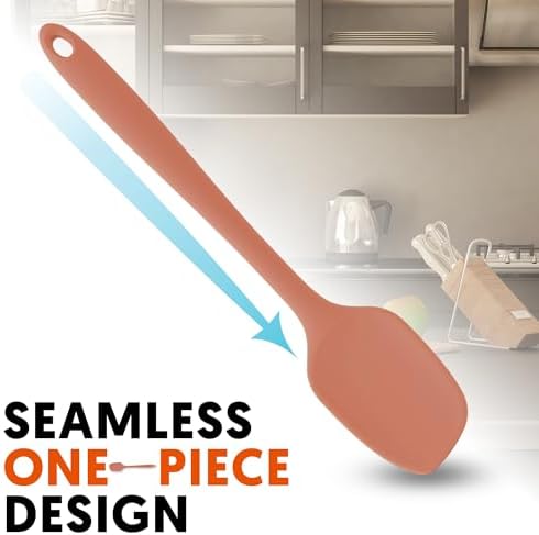 Platinum Silicone Spatula – BPA Free Silicone Spatula for Cooking – Heat Resistant Cooking Utensils for Non Stick Pans – One-Piece Spoonula for Baking, Mixing & More – Kitchen Scraper 11.4” IndiePink