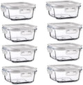 16oz Square Glass Food Storage Containers With Lids, 2 Cup Square Glass Food Containers With Lids, BPA free Small Meal Prep Bowls for leftovers, Dishwasher, Freezer Safe (8Pack)