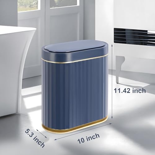 ELPHECO 2 Gallon Sensor Trash Can, Automatic Lid, Midnight Blue Gold