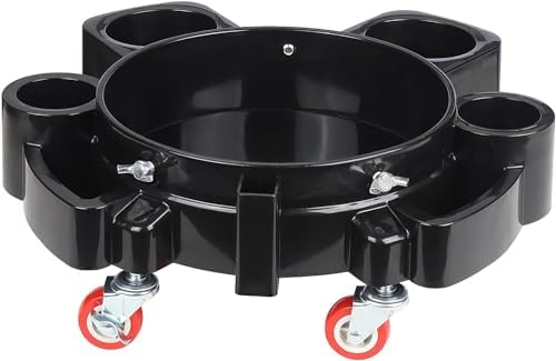 Bucket Dolly 5 Gallon Car Wash Professional Detailing Bucket Dolly with Heavy Duty Wheel Casters, Black (Style A)