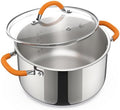 Ciwete Stainless Steel Stock Pot, 5.2 Quart Soup Pot with Lid, Heavy-Duty Thick Bottom Induction Cooking Pot for Pasta, Stew & Simmering, Even Heating, Compatible with All Cooktops, Dishwasher Safe