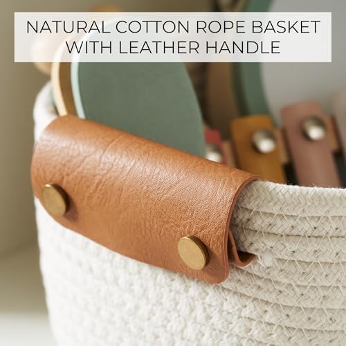 Beautiful Storage Basket Set of 5 - Sturdy Cotton Rope Baskets for Shelves