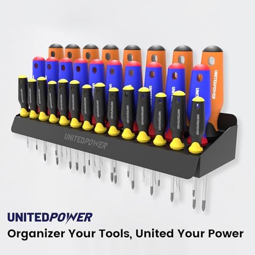 UNITEDPOWER Screwdriver Holder, Wall Mount Storage Rack Organizer for Workshop, Shed, Garage, Home, Stores up to 32 Screwdrivers or Small Tools
