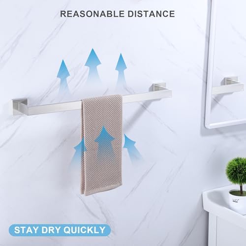 LANC 20-Inche Hand Towel Bars for Bathroom Wall Mounted 40-CM Brushed Nickel Bath Towel Racks Total-22” Towel Rods Stainless Steel Towel Rails for Toilet Towel Holder Towel Hanger, A8804BN-5P1