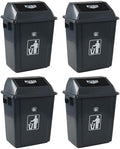 6 Gallon Plastic Swing Top Garbage Can, 4 Pack Kitchen Trash Bins with Swing Lid, Gray