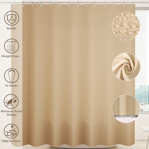 XLHOMO Bathroom Set - Bathroom Sets with Shower Curtain and Rugs, Beige