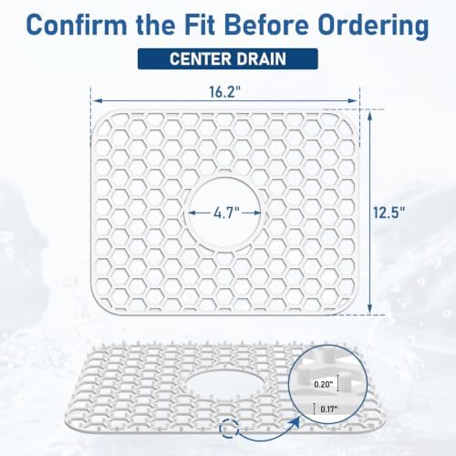 Bestjing Silicone Sink Protectors for Kitchen Sink-16.2"x12.5" Center Drain