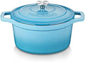 vancasso 7.5 Qt Round Enameled Cast Iron Dutch Oven with Lid, Blue