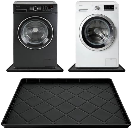 32" x 30" Foldable Washing Machine Drain Pan Silicone Mat,Black