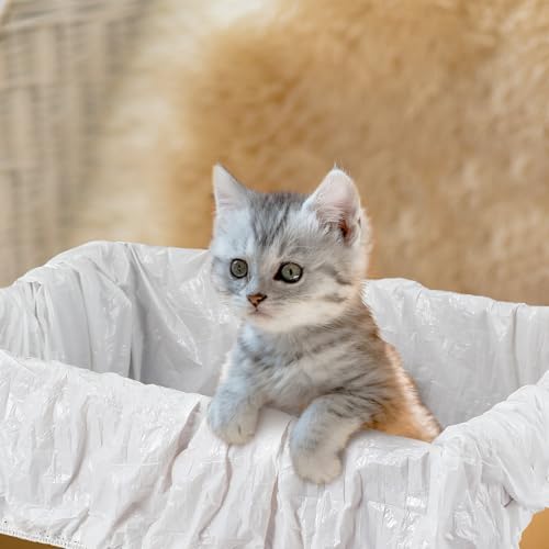 Honoson 200 Pcs Elastic Band Trash Bags for Popur X5 Self-Cleaning Litter Box Self Cleaning Litter Box Home Trash Bags for Cat Kitty (Clear)
